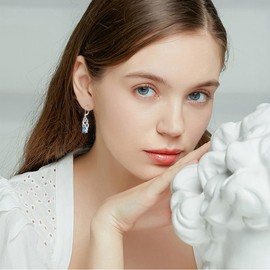 925 Sterling Silver Celtic Knot Good Luck Irish Dangle Drop Leverback Earrings with Aquamarine Blue March Birthstone Jewelry Gifts for Women