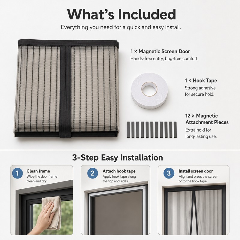Magnetic Screen Door for Bug Protection – Self-Closing Mesh Curtain