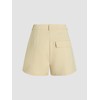 CIDER Pleated Button Straight Leg Shorts, Khaki, Large