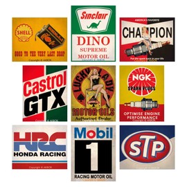 Vintage Auto Motorcycle Oil Gasoline Posters Retro Garage Gas Oil Posters Oil And Gas Station Poster Man Cave Garage Bar Wall Decor 9Pcs 8×10 Inch Unframed