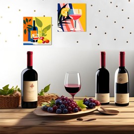 Wine Framed Paint by Numbers Kit for Adults, 8×8 inch 2 Pack Wine Glasses Adults Paint by Number Kits with Frame for Beginners Easy DIY Oil Color by Number on Canvas Framed for Wall Decor Gift