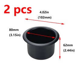 Antrader 2pcs Aluminum Alloy Cup Holders, Replacement Cup Holder Inserts for Sofa/Boat/Couch Recliner/Car,Black,102×62mm Outer Size,80mm Inner Dia