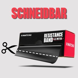 Matchu Sports Resistance Bands, Resistance Bands, 100% Latex, Can be Cut to Size, 5.5 m, 25 m or 45 m, Extra Light to Extra Heavy (Black, Extra Heavy (7-8 kg), 5.5 m)
