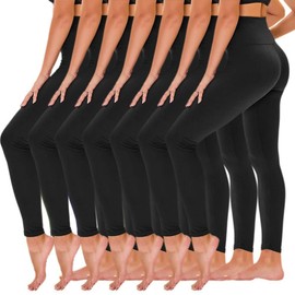 TNNZEET 7 Pack Plus Size Leggings for Women - High Waisted Yoga Pants with Pockets Black Leggings Women Full Length & Capri