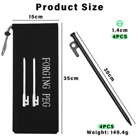 Tarocat Pack of 4 Tent Pegs Steel Pegs, 30 cm Pegs for Camping, Tent Pegs Made of Steel, Pegs for Camping, Tent Pegs for Camping and Outdoor Hiking (4 Pieces)