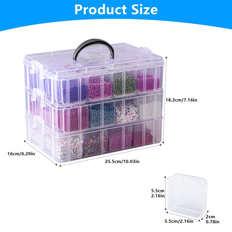 VTG Bead Organizer Box, 84 Pcs Small Organizers, 3-Tier Bead