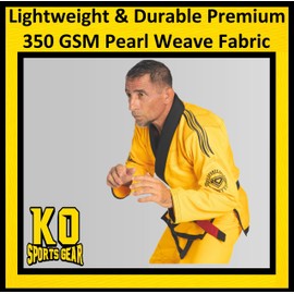 KO Sports Gear – Adult Gi Uniform Set, BJJ Jiu Jitsu Gi, Kimono and Pants, Pre-Shrunk (Yellow, A1)