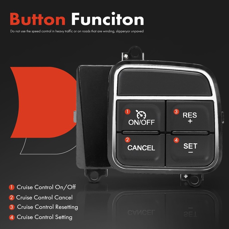 A-Premium Steering Wheel Mounted Cruise Control Switch Buttons Compatible with