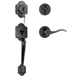 FORTSTRONG - Front Door Lock and Handle with Deadbolt - Set Includes Installation Template, Handles and Screws - Knobs Locksets for Entry Doors - Modern & Classic Handleset Design