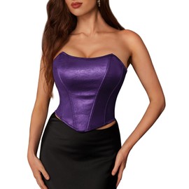 Scarlet Darkness Women's Corset Tops Going Out Crop Top Overbust Bodice Corsets Solid Purple Size 14