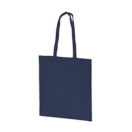 Hyper Mart Cotton 5oz(150gsm) Eco friendly Plain Natural Reusable Shopping Tote Bags Eco Friendly Long Handle Grocery Bag (Navy, 1 Bag)