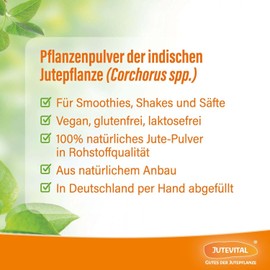 Jute Powder: 70% more iron than moringa + 15 times more vitamin K than rose hips + 5 times more calcium than baobab + 3 times more vitamin E than wheatgrass | vegan - gluten free - lactose free