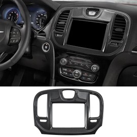 Fancemot Carbon Fiber Navigation Screen Trim Cover Compatible with Chrysler 300 2015–2023, Interior Dash Air Vent Trim Accessories
