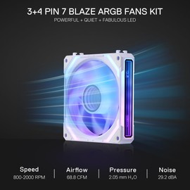 Redragon GCF012 Standard 120mm PC Case Fan, Daisy-Chain Connection, 5V 3Pin ARGB Lighting, 4 Pin PWM Case Fan, for Radiator/Computer Case Cooling, 120x120x25mm, 3 Pack, White