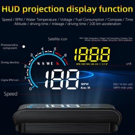 Unbranded Vehicle Digital HUD Head Up Display OBD2 GPS Car Speedometer Speed Alarm System