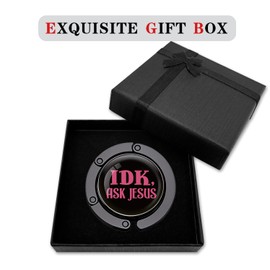 zcyhtqp, IDK Ask Jesus, Funny Foldable Purse Hook for Table, Portable Bag Holder for Womens, Gift for Christian Women Friend, Mother, Wife, Coworker, Christians