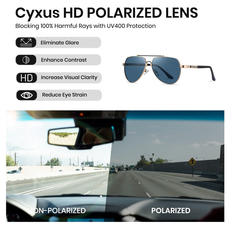 Cyxus Men Aviator Sunglasses UV Protection Polarized Fashion ClassicSports sunglasses