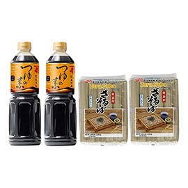 Ninben "Tsuyu No Moto" Japanese Noodle Soup/Sauce (33.8 Fl Oz) & Shirakiku Buckwheat Noodle Zaru Soba (2.99 Lbs) - 2 of Each