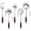 IQCWOOD Stainless Steel Cooking Utensils Set with Wooden Handle, 5
