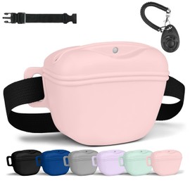 Aomig Treat Bag for Dogs 3 Pieces Dog Treats with Training Clicker Belt Bag Dog Training Bum Bag Dog Walking Dog Training Bag Dog Walking Dog Training Bag Pink