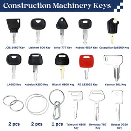 Forhandy 18-Piece Ignition Key Construction Machinery Key Set, Replacement Ignition Key Universal Engine Start Switch Ignition Key Set Construction Machinery for Machines, Universal Engine Start