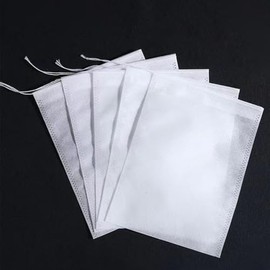 Tea Packs, Tea Bags, Food Pack Bags, 6.3 x 5.5 inches (16 x 14 cm), 100 Count, Non-woven Fabric Unbleached, Coffee, Tea, Green Tea, Roasted Tea, Filter Bags, Disposable Empty Bags with Drawstring