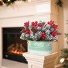 Christmas Artificial Flower Arrangement Centerpiece – Snowy Norfolk Pine with