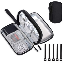 Ausein Organizador de Cables, Estuche para Cables y Cargadores para Viaje, Multifuncional Bolsa para Accesorios Electrónicos, Porta Cables Portátil Impermeable para Discos Duros, Tarjeta SD(Negro)