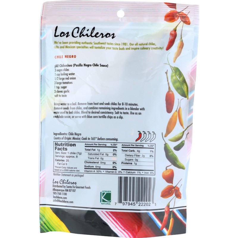 LOS CHILEROS Negro Chile Pods, 2 OZ