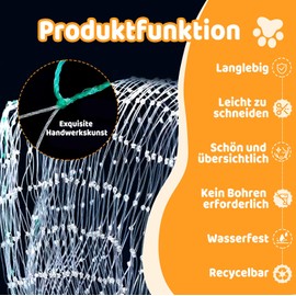 DOINEUFL Cat Net for Balcony, No Drilling, Transparent for Clear View, Wire Reinforced, Tear-Resistant and Durable, Cat Net Window for Small and Large Cats (4 m x 3 m)