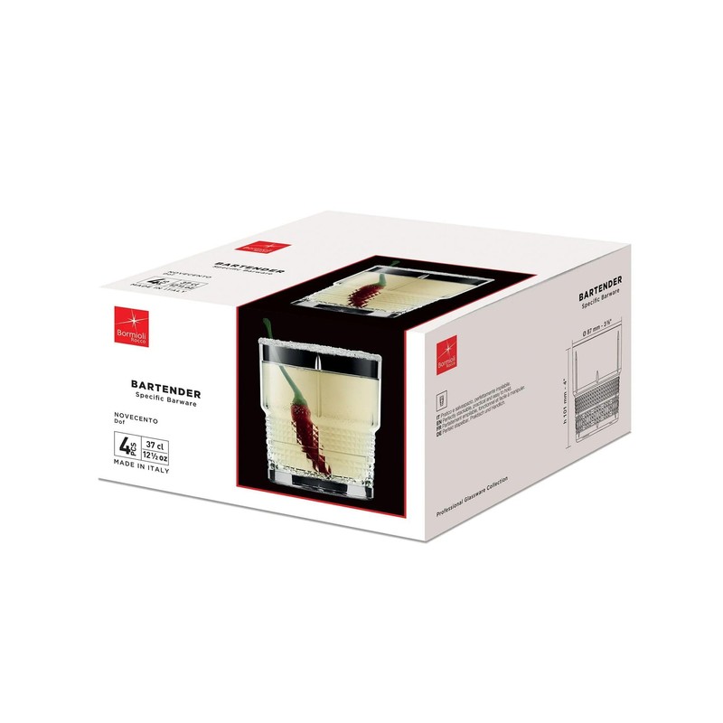 Bormioli Rocco Novecento Barware DOF Glass, Stackable, Set Of 4,