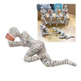 KIMISS Bookshelves Kids Grey Reading Figurine Resin, Pulp Resin Reading Woman Figurine Innovative Lady Reading Pulp Molding Bookshelf Ornaments For Home Decoration (C)