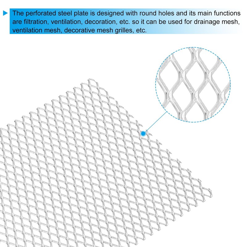 PATIKIL 4"L x 4"W Universal Car Grill Mesh, 2Pcs 5x8mm