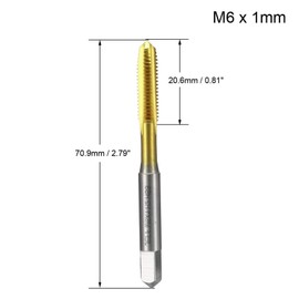 MACHSWON Metric Taps M6x1mm for Threading Machine and Electric Drills H2 High Speed Steel Ti Coated Right Hand Tap Tap Tool 1 Piece