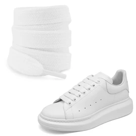 UamGlsob Flat Thick Cotton Shoe Laces for Alexander Mcqueen Sneakers, 1/2''(1.2cm) Fat Wide Shoelaces, Shoe Strings Replacement Laces for Skate Shoes (White, 54''/140cm)
