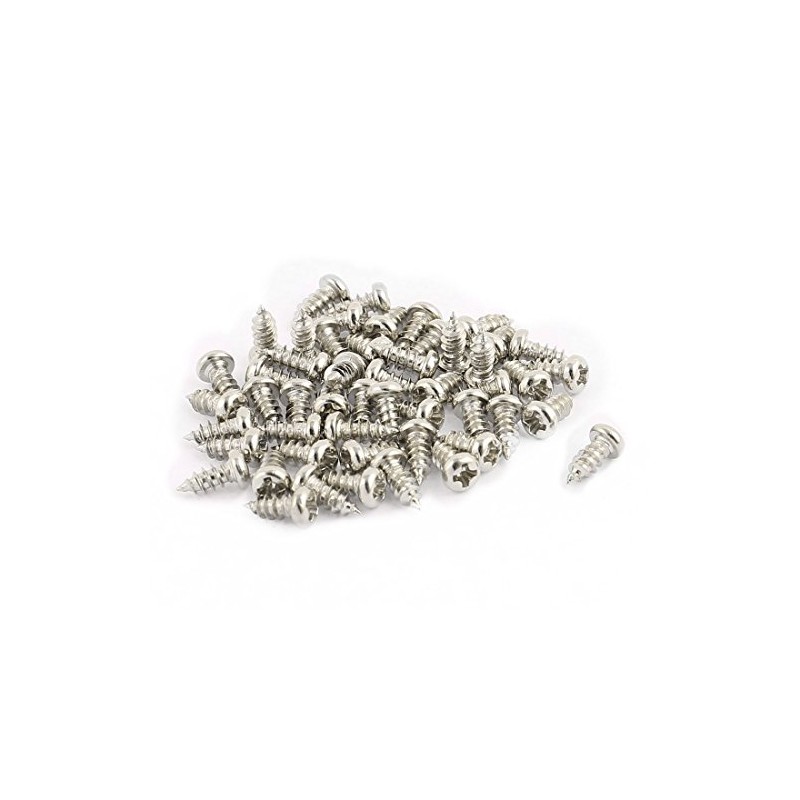 sourcing map 50pcs M2.5 x 6mm Stainless Steel Phillips Pan