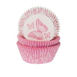 50 Muffin Cases Butterfly | Pink | White | High-Quality Paper | Made in EU