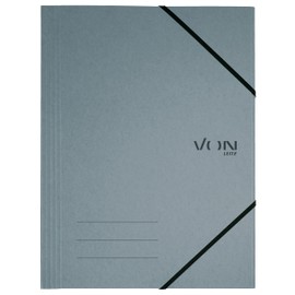 VON Leitz Pack of 5 A4 Corner Folder with Elastic Closure, Flexible Cardboard, for 150 Sheets, Silver Print, Lightweight Folder for School and Home, Grey, 30080085