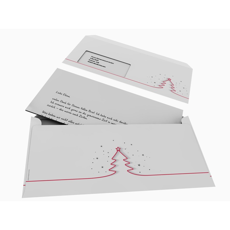 Christmas Letter Paper Set | Red Christmas Tree | 50