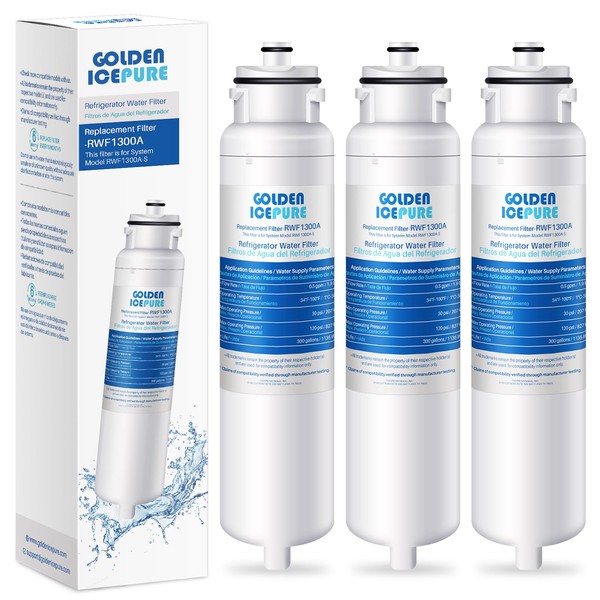 GOLDEN ICEPURE DW2042FR-09 Aqua Crystal Water Filter Replacement for Daewoo DW2042FB, 3Pack, Kenmore 469130, Refrigerator 111.7304561, 60199-0006802-00, FRN-Y22D2V, FRN-Y22D2W, FRNY22F2VI, 3019986700