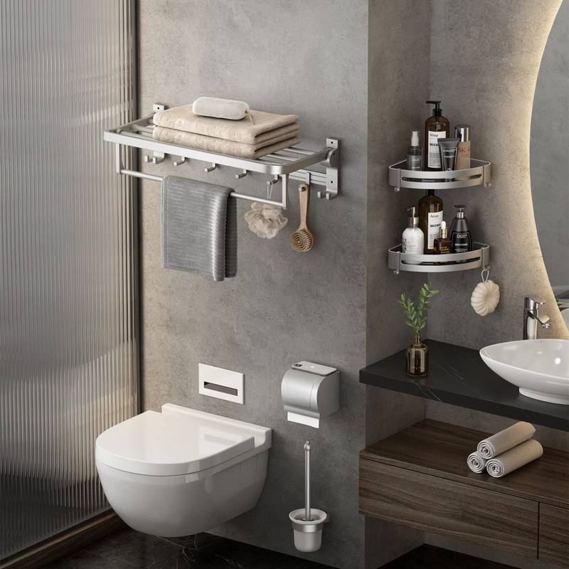 VOLPONE 24 Inch Towel Rack with Towel Bar Holder Foldable