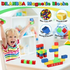 Dilabnda Magnetische Bausteine 32 Teile, 2.5CM Magnetspielzeug Blöcke Kinder Magnetbausteine STEM Spielzeug Vorschule Magnetspiele Bauklötze für Geschenk ab 3 4 5 6 7 8 Jahre Junge Mädchen