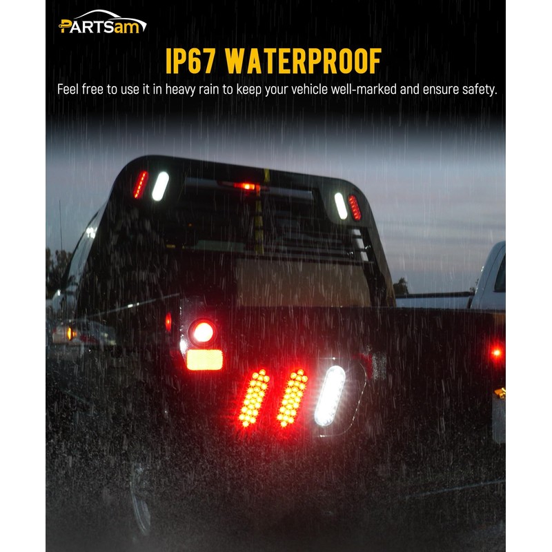 Partsam 2x Oval Brake Stop Tail Turn Sealed Marker Lights