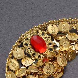 Golden Costume Decoration Metal Gypsy Head Jewelry Dance Hoop Performance Performing - for Dancer Sizegolden Indian Belly Enthusiasts Coined Hair Headdress Style Headband