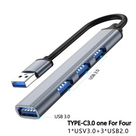USB Hub 3.0 Splitter USB Port 4 in 1 Mit 1 3.0-Anschluss und 3 2.0-Anschlüssen Kompatibel mit MacBook Pro Windows Laptops und Anderen Geräten mit USB-Anschlüssen