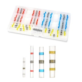 Heat Shrink Tubing, 4 Sizes, Clear Terminal Connectors, Crimp Terminals, Solder Sleeve, Waterproof Solder Sleeve, Electrical Insulation, Electronics, Marine, Automotive, Industrial Use, Storage Box