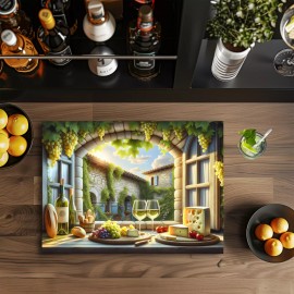 Unbranded Wine Country , 11x8" Tempered Glass Cutting Board, Sublimated, (cut169)