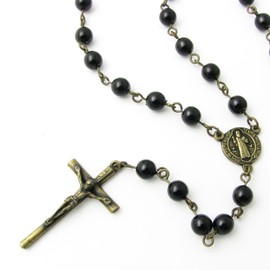 Necklace Simple Rosary Necklace Black Beads KN40001