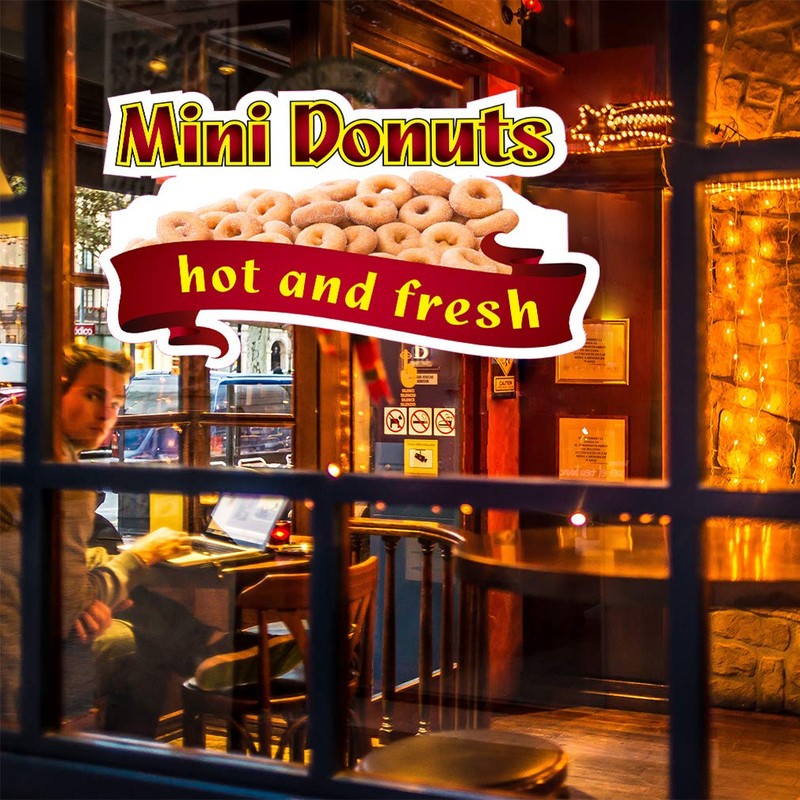 Die-Cut Sticker Multiple Sizes Mini Donuts Hot and Fresh Restaurant