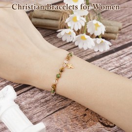 Sereney Christian Gifts for Women, Cross Bracelet for Women, Gold Cross Faith Bracelets as Catholic Religious Easter Gift Regalos Cristianos Para Mujer for Mom Godmother